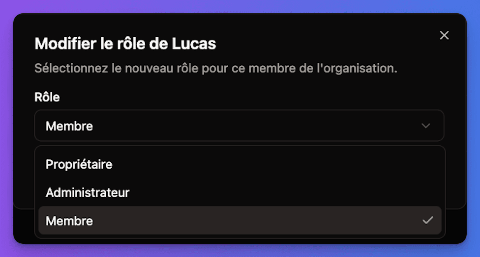 Change member roles interface