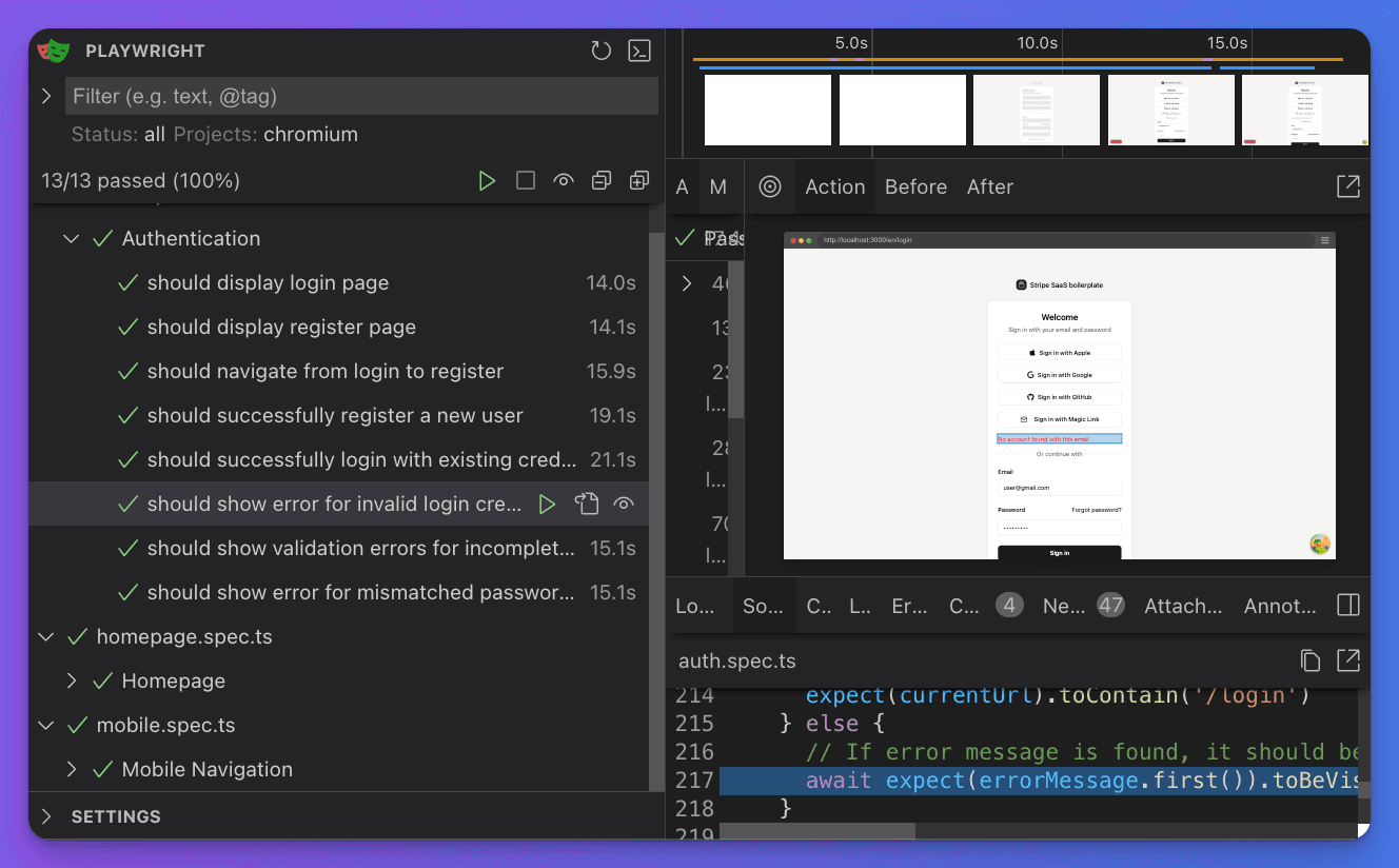 Playwright UI mode for interactive test development and debugging