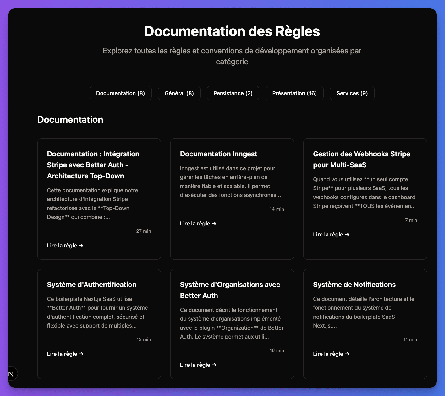 AI rules list interface