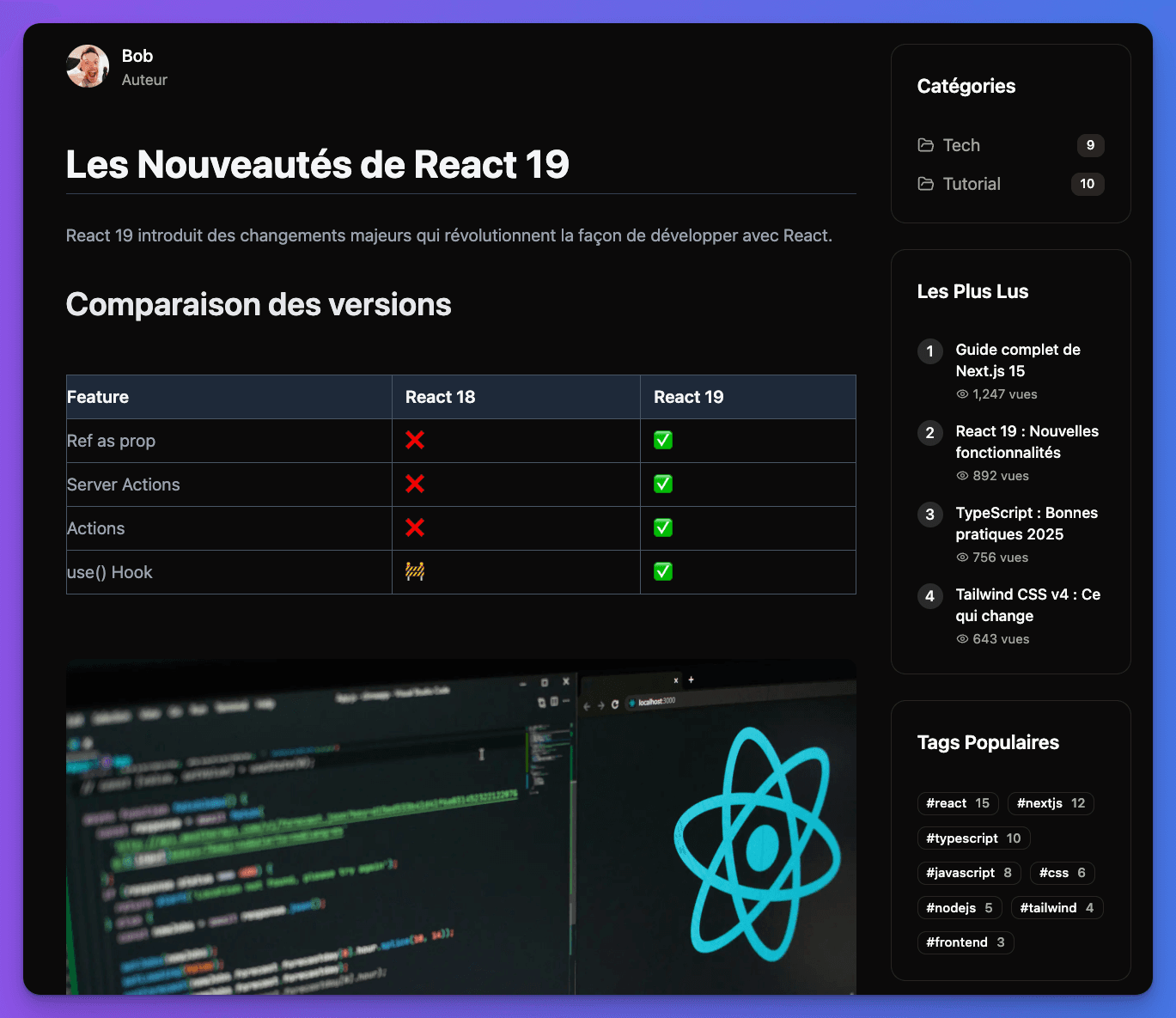 Frontend blog post detail page