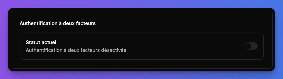 2FA enable options in account settings