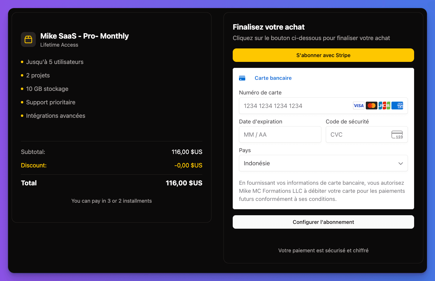 React Stripe elements integration